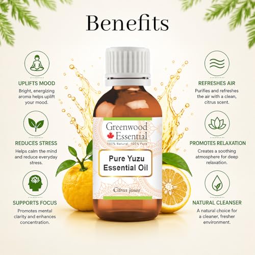 Image of Greenwood Essential Pure Yuzu Essential Oil (Citrus junos) |Non-Sticky | Non-greasy | Lightweight | Men & Women | All Skin Types | Steam Distilled | 5ml