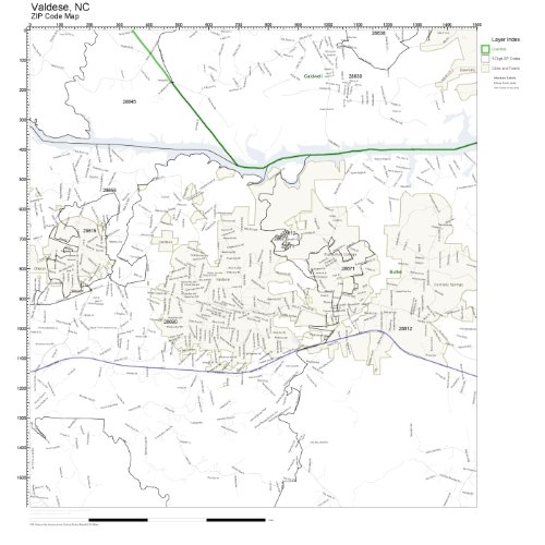 ZIP Code Wall Map of Valdese, NC ZIP Code Map Laminated