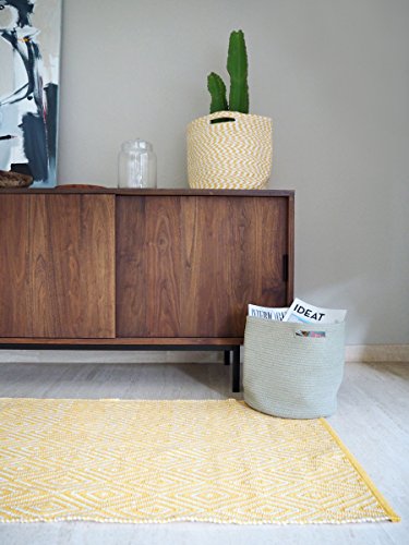 Home Basics HM12M Alfombra para el Hogar, Algodón, Mostaza, 120 x 180 cm