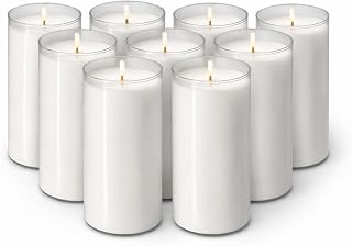7” Cemetery Candle Refill Inserts – 3 Day Unscented Grave Candles – Long Burning Memorial Prayer Candle Refills – European Made – 9 Pack White Devotional Inserts