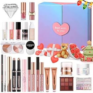 Schönheit 26 Stück Urlaub Geschenk-Sets, Komplettes Starter-Kosmetik-Set mit Lidschatten Foundation Concealer Lip Gloss Blush Eyeliner Mascara,Weihnachtsferien Geschenk Set für Frauen Teenager Mädchen