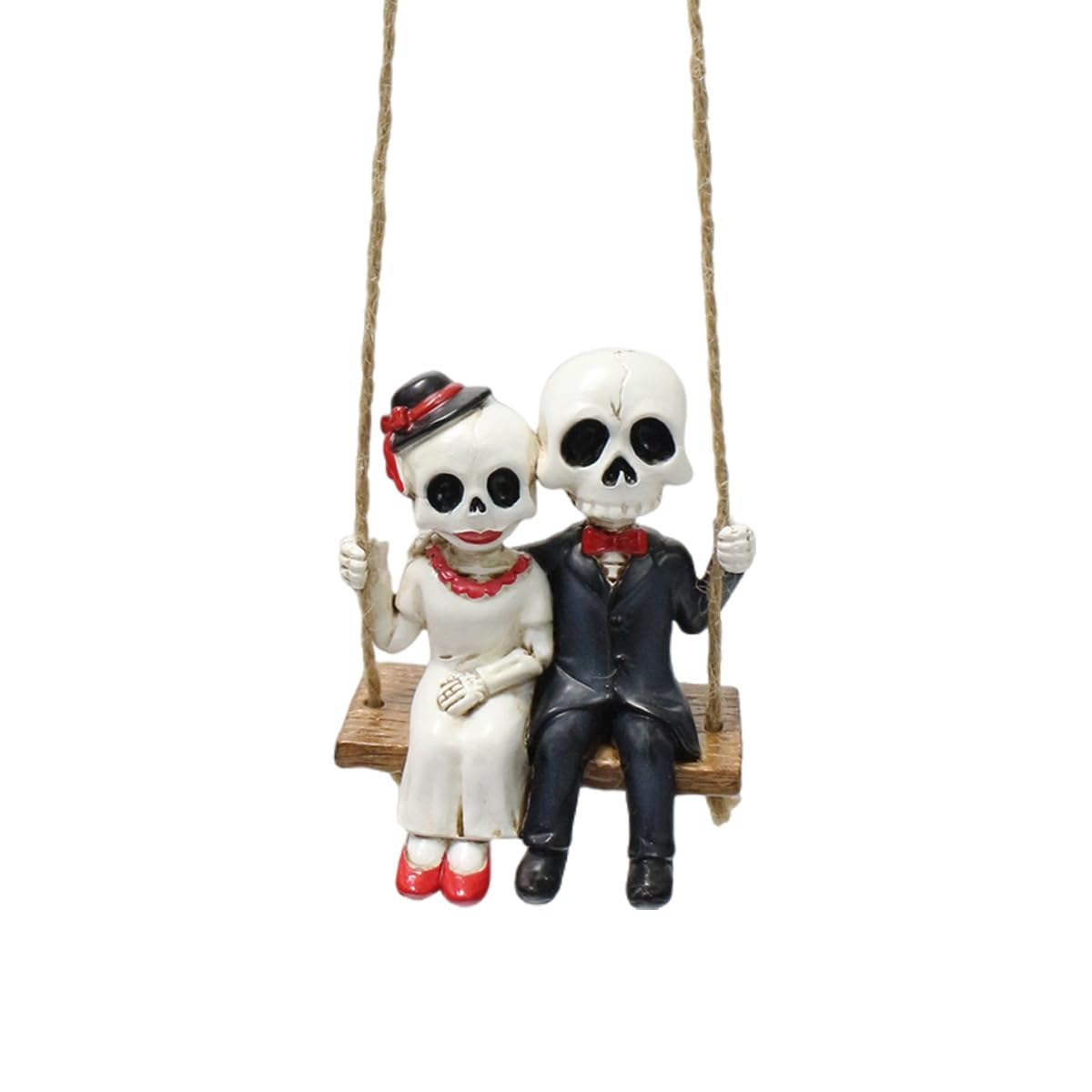 Couple Skull Skeleton Swing Figurine Resins Hanging Ornament for Home Garden Tree Wall Decors Halloween Halloween Garden Decors