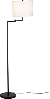 Catalina Lighting Traditional Swing Arm Floor Lamp for Office, Living Room, Dorm or Bedroom, Smart Home Compatible, Bulb Not Included, 60", Black