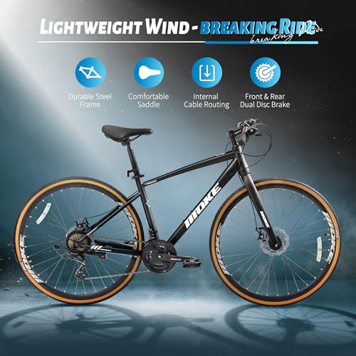 Image of DEYGIA Hybrid Bike, 24-Speed 700C Wheel Hybrid Bicycle with Dual Disc Brakes, Trigger Shifting, Internal Wiring Frame, Lightweight City Commuter Bicycle for Men Women Adult, Multiple Colors