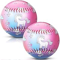 MiniInflat 2 Pack Baseball Standard Practice Baseball Size 9 Inch for Kids Girls Boys Beginners Gifts for Practice Training, Pitching, Throwing(Unicorn)