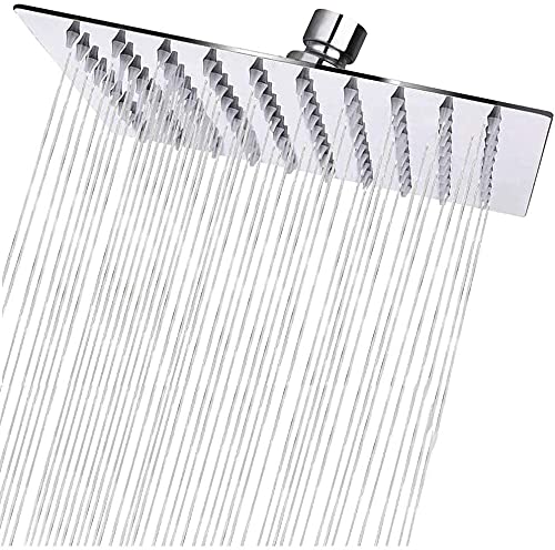 Xixitaihao Rain Shower Head 8 inch, 304 Stainless Steel Large High Pressure Square Rainfall Showerhead for Bathroom, Easy to Install, Awesome Shower Experience
