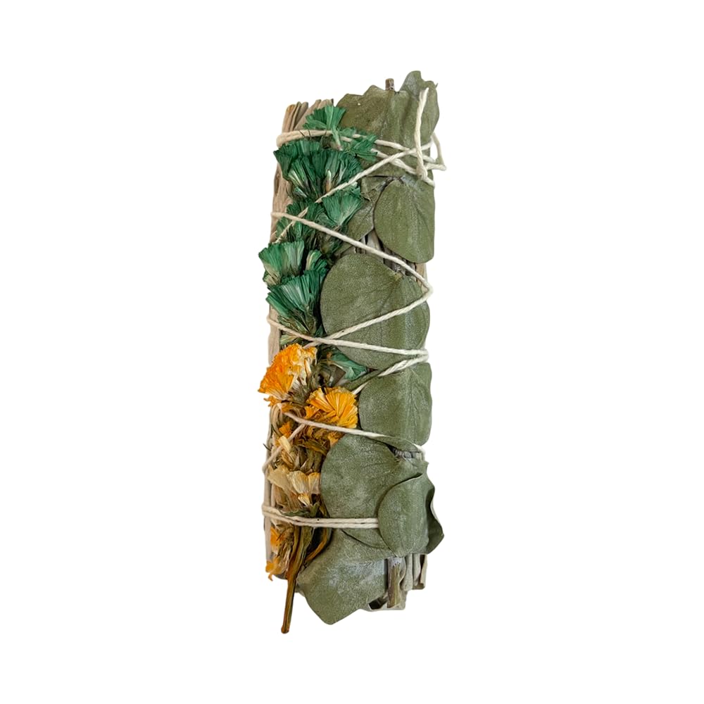 Vie Sage, Orange, Green Sinuata & Eucalyptus Sage Smudge Stick 4" (White Sage, Orange, Green Sinuata And Eucalyptus 4")