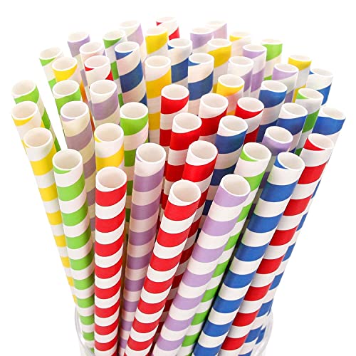 Image of GL Creation Premium Biodegradable Rainbow Paper Straws Eco-Friendly Assorted Colorful - Party Decoration Supplies Mad in India. (10 MM, 400)