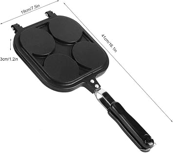 qiuqiu Pancake Pan, Cute Double Sided Animal Pancake Pan, 4 Holes, Non-Stick Pan, Kitchen Tool