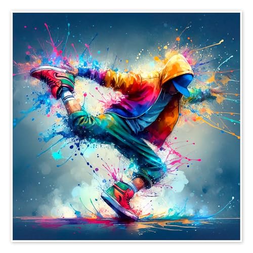 Posterlounge Breakdance style II Poster de nobelart 30 x 30 cm Bleu Tableaux Décoration murale