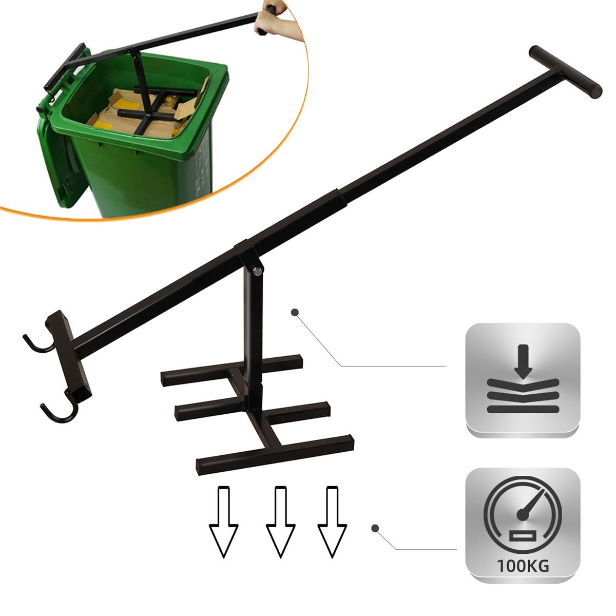 Herramienta compactadora de basura, trituradora manual de basura sin contacto para cocina, jardín y restaurante, herramienta manual portátil de reciclaje de residuos