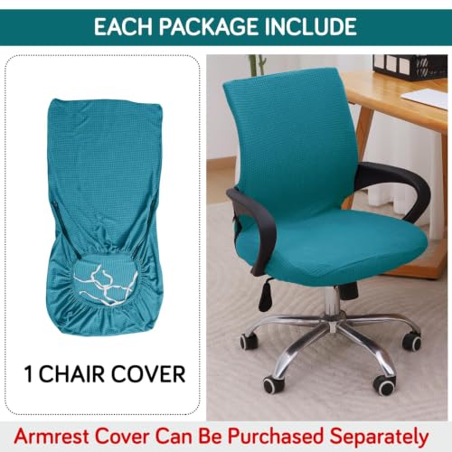 Image of HOKIPO Water Repellent Office Chair Cover for Desk Chair (Low-Back) - 210 GSM Stretch Jacquard - Washable, Durable & Anti-Slip - Fits Small & Low-Back Office Chairs, Teal (NEW-AR-6224-TEAL-S)