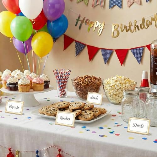 EHWINE 12 Pack Gold Acrylic Sign Holders, 3.5 x 2 Inch Slanted L-Shaped Name Tag & Price Label Display Stand for Wedding Table, Boutique, Retail Counter, Trade Show