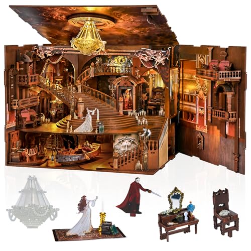 MiniCity Book Nook Kit - Kit de casa en miniatura para adultos, adolescentes y principiantes, DIY Tiny House Bookshelf Decor Puzzle 3D, regalos para familia, amigos (Phantom of The Opera Max)
