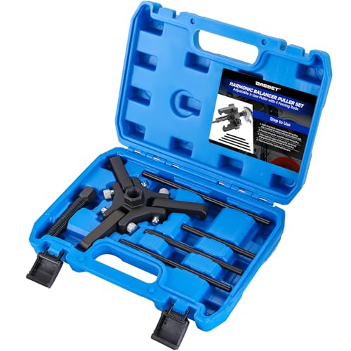 DASBET Harmonic Balancer Puller Kit Adjustable 3-Jaw Pulley Puller Set for Removing Harmonic Dampers & Balancers Harmonic Damper Pulley Puller Set Compatible with Chevy GM Chrysler Cadillac Ford More