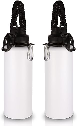 Volhoply Botellas de agua aisladas a granel, paquete de 2, botella deportiva de acero inoxidable de 40 onzas con mango de paracaídas y tapa de