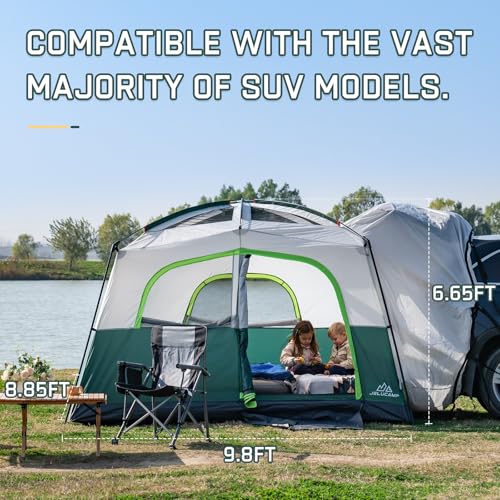JELUCAMP SUV Tents for Camping 6 Person Waterproof, Car Family Camping Tent with Tailgate Attachment for SUV, Jeep, Truck with Cap, Easy Setup Large Tent for Outdoor Camping JLP-8817 の商品画像 1