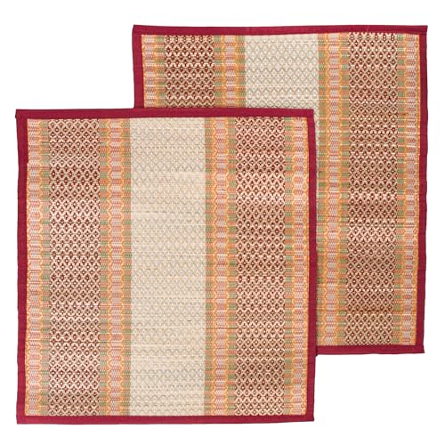 Image of CRAFT OF INDIA Handmade Korai Pai Kusha Grass Pooja Aasan Sitting Floor Mats (1.5X1.5 ft (4pcs Combo)