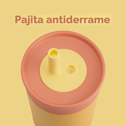 Miniatura 3 de Owala Vaso de acero inoxidable con aislamiento para niños con popote flexible resistente a derrames, fácil de limpiar, botella de agua para niños,