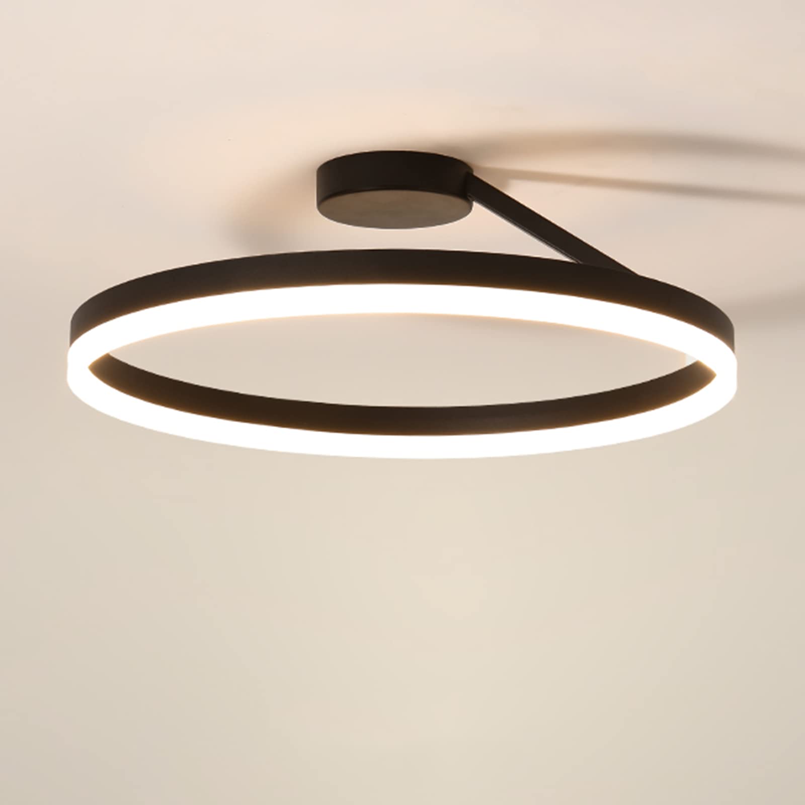 Plafonnier LED variable noir de 60 cm pour salon et chambre moderne