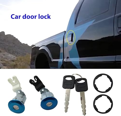 Miniatura 2 de Juego de 2 cilindros de bloqueo de puerta 13268592, DL143B delanteros con 2 llaves de repuesto para Ford 2001-2003 Ranger Edge