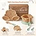 MingHoYo Bamboo Suction Plates Bowls Set for Baby Toddler - Includes Bamboo Bowl, Divided Plate, Silicone Fork & Spoon, All-Natural Baby Feeding Set for Baby-Led Weaning