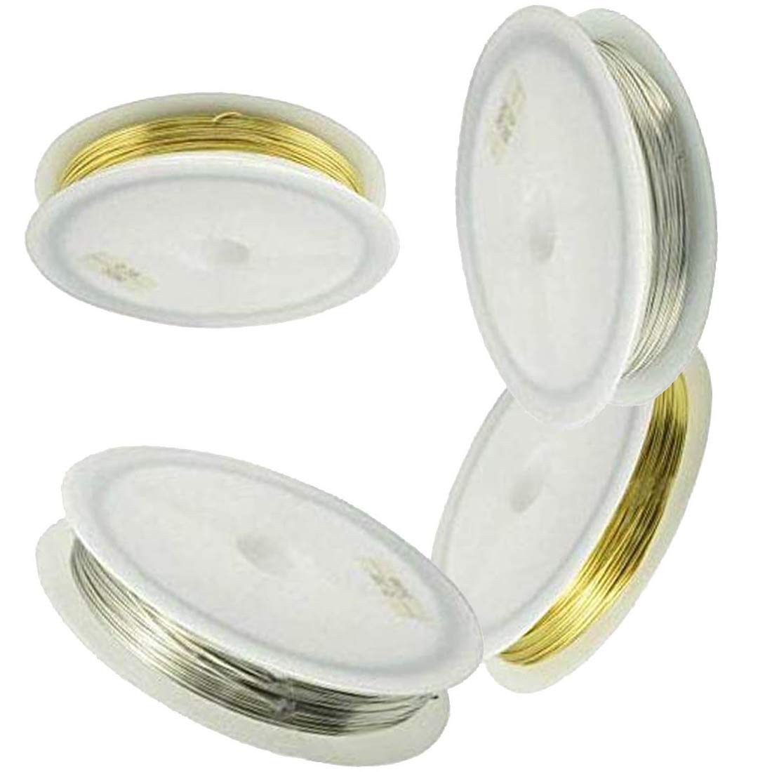 DIY Crafts Rolls Colors Gauge (0.4mm) Copper Jewelry Beading Wire Tarnish Resistant Metal Wire Crafts Beading Jewelry Making, 11 Yards (10m) / Roll (Pack Of 2 Roll, Gold + Silver)