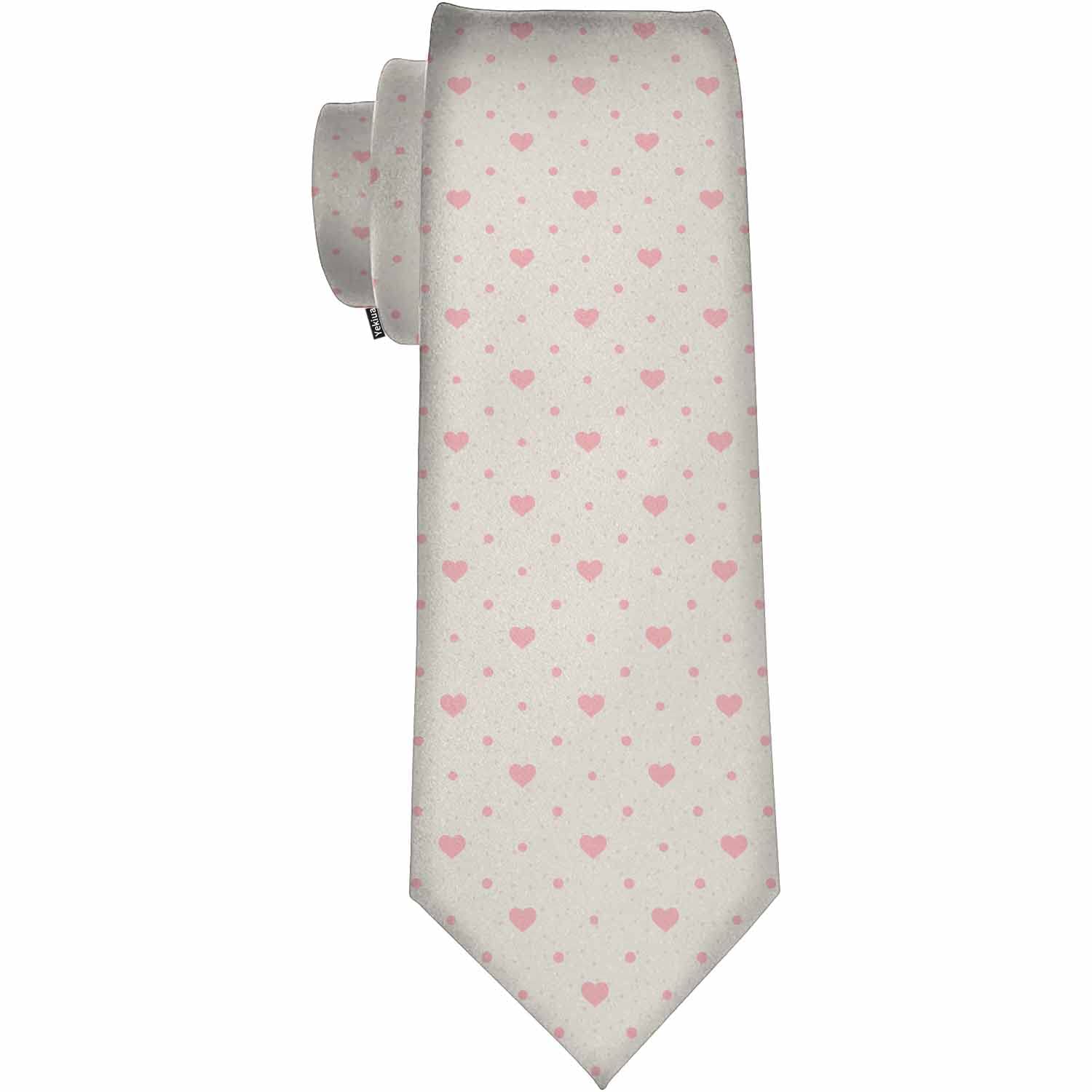 Yekiua Pink Hearts Men's Necktie Cute Retro Geometric Dots On Beige Holiday Festival Funny Ties For Men Formal Occasion Wedding Neck Tie, Pink Hearts, One Size