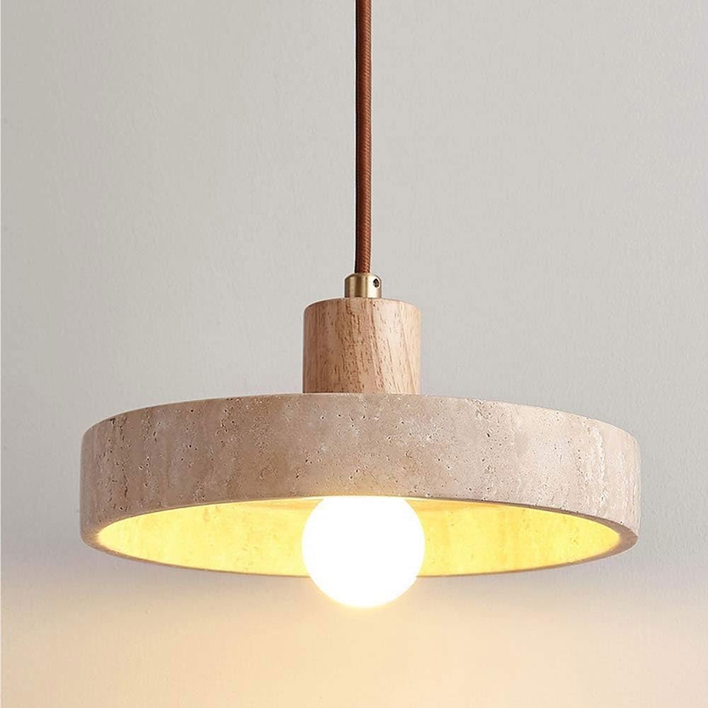 LYMSXAZOU Yellow Travertine Pendant Light Fixture, Industrial Dome Nordic Decor Metal Hanging Lamp for Kitchen Restaurant Cafe Sink - Vintage E26 /E27