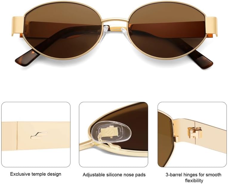 SOJOS Retro Oval Sunglasses for Women Trendy Classic Shades UV400 Protection SJ1256 - Image 5