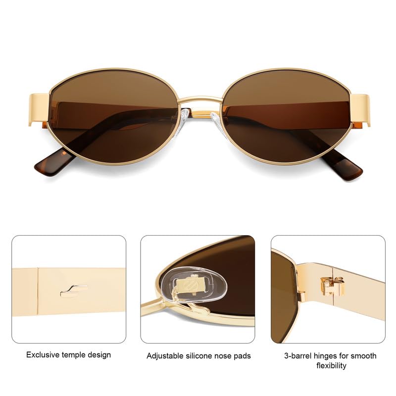 Image of SOJOS Retro Oval Sunglasses for Women Trendy Classic Shades UV400 Protection SJ1256