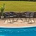 Flash Furniture Lila 28'' Round Glass Metal Table with Black Rattan Edging and 4 Black Rattan Stack Chairs