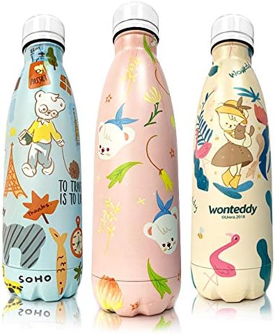 Stainless Steel Vacuum Insulated Water Bottle for Sport Travel, 17oz BPA Free Cute Double Walled Leak-Proof Cola Bottle, Cold for 12 Hours & Hot for 24 Hours