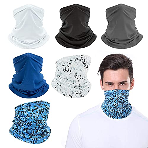 Lot de 6 masques de course à pied pour homme et femme - Passe-montagne multifonction - Masque camouflage lavable - Foulard bandana large pour la pêche en plein air et le cyclisme Cover