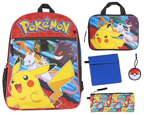 Juego combinado de 5 piezas de mochila Pokemon de 16 pulgadas, Multi, talla única , Viajar