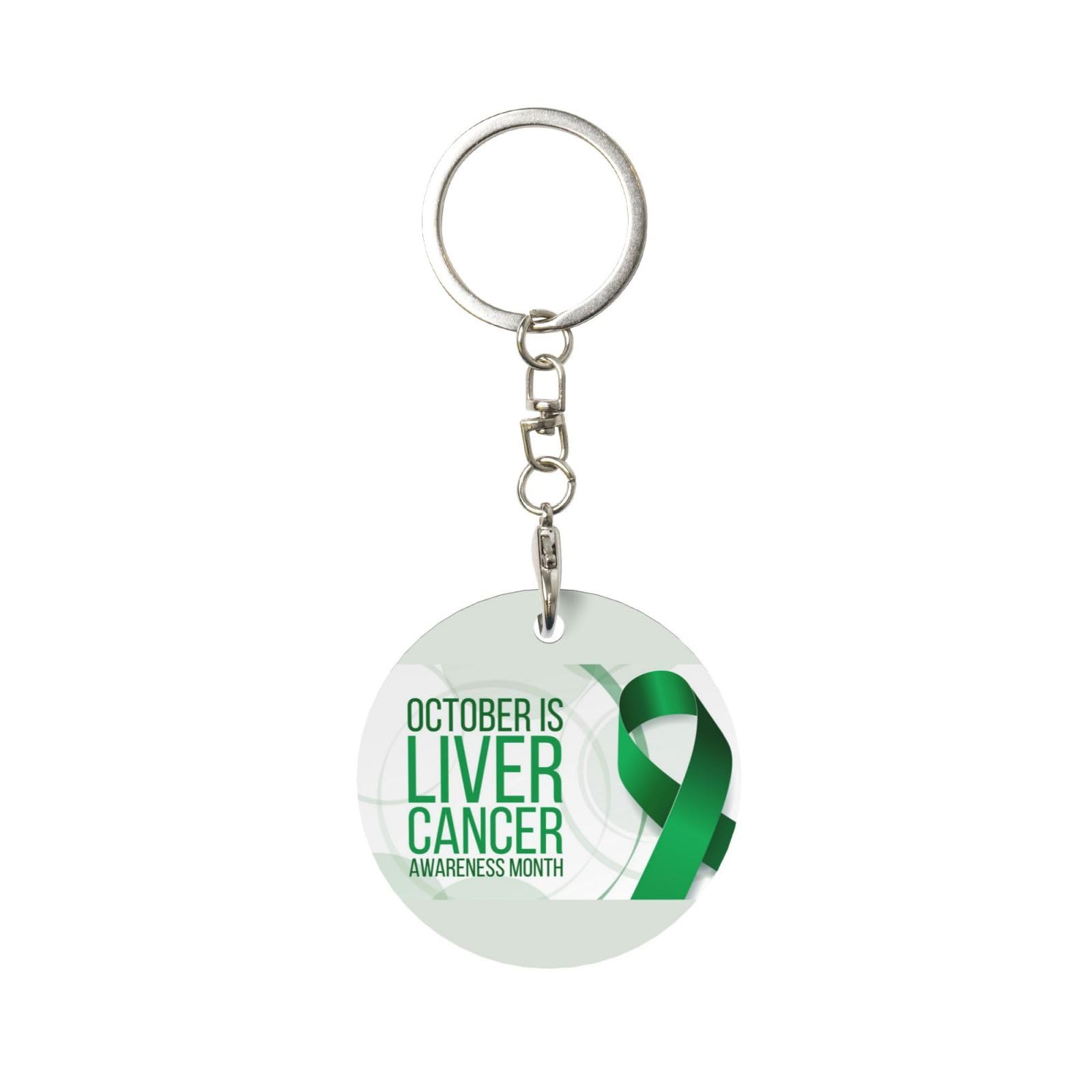 CyanLit Liver Cancer Awareness Month Keychain Charms Round Metal Keychains With Key Ring Clips Key