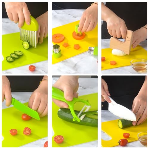 Everbirght Conjunto de facas de cozinha para crianças, 13/17 peças, utensílios de cozinha incluem fa