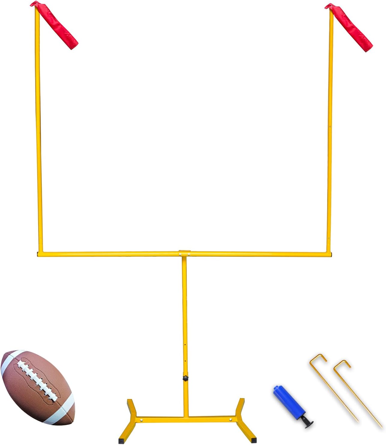 Football Goal Post, Adjustable Height Field Goal Post with Football, Sturdy Steel Tube Frame, Powder Coating Anti-Rust Craft, Easy to Assemble