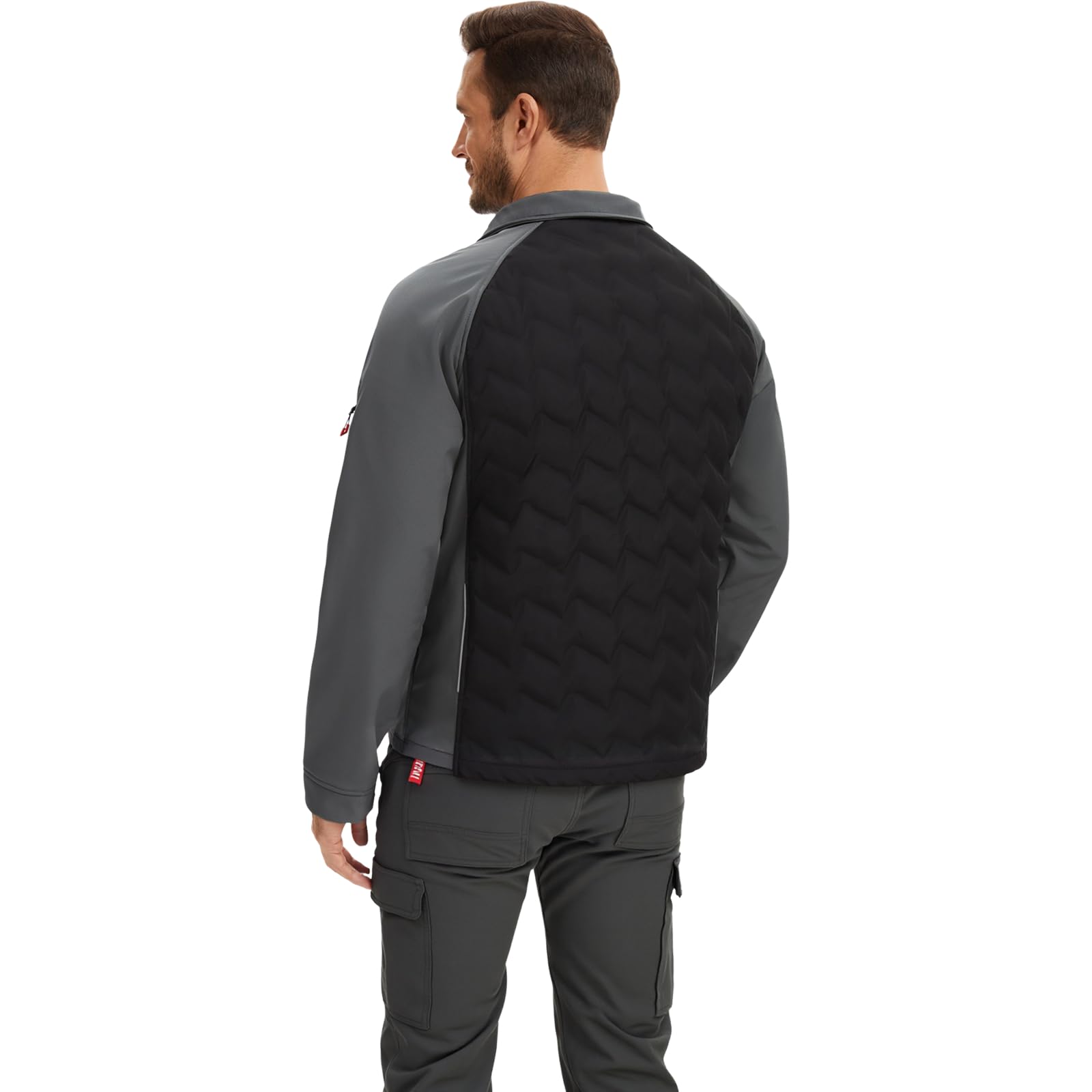 WORK IDEA Veste hybride imperméable à isolation thermique pour homme pour l'extérieur et la course à pied avec couleurs contrastées