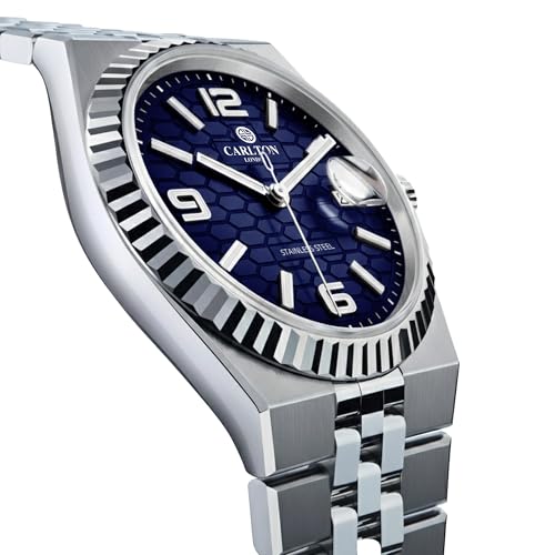 Image of Carlton London Rover Men Analog Watch, Round Dial, Stainless Steel Strap, Quartz Movement, 40 mm Case, Premium Wide Strap Design, 30M Water Resistant, Casual Formal Wear