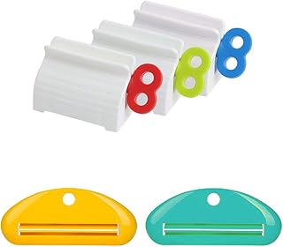 Toothpaste Squeezers Set of 5 Pack, Multi-Function Manual Rotate Tube Squeezer with Seat Stand Holder for Toothpaste,Hair Salon, Hand Cream,Cosmetics