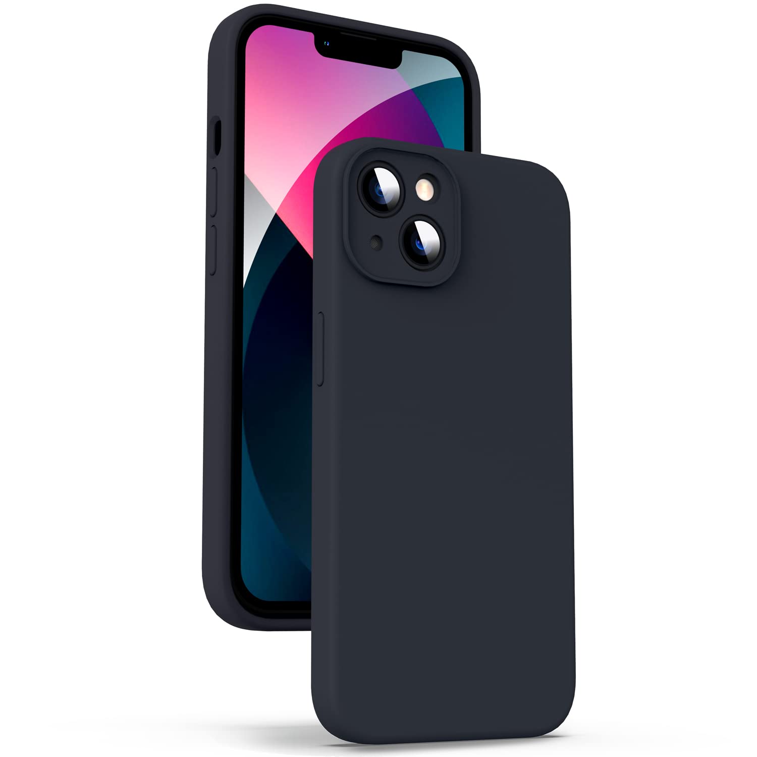 Photo 1 of Supdeal Liquid Silicone Case for iPhone 13 Mini - [Camera All-Round Protection] [Soft Microfiber Lining Anti-Scratch] 4 Layer Full Covered Shockproof Gel Rubber Phone Case Cover, 5.4", Black