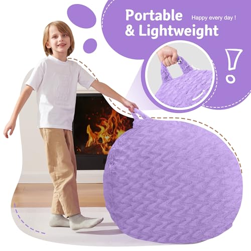 Image of 2FT Bean Bag Chair,Giant Bean Bag Chairs for Adults,Big Bean Bags with Memory Foam Filled, Large Beanbag Chairs with Chevron Plush Cover-Purple