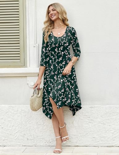 Image of Zeagoo Midi Dresses Women 2026 Dress 3 /4 Sleeve Casual Dresses with Pockets A Line Summer Beach Sundress