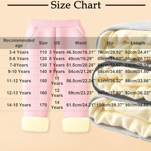 Kids Sherpa Lined Casual Joggers Sweatpants Winter Warm Elastic Waist Athletic Pants with Pockets for Girls Boys 3-15 Years3
