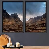 2 Piece Framed Canvas Wall Art Sunset in The Mountains Canvas Prints Home Artwork Decoration for Living Room,Bedroom - 16