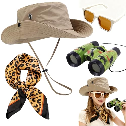 ZhengYuFa Safari Costume Women, 4 PCS Zoo Keeper Costume Adult Includes Safari Hat Outfit...