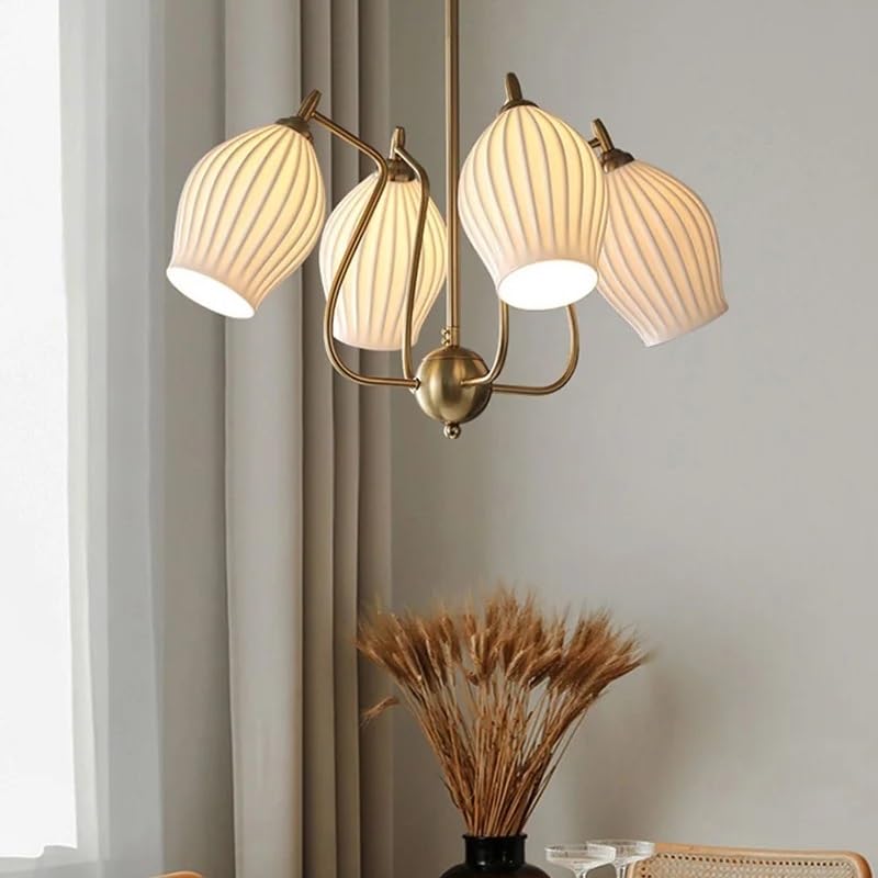 Lustre lumière créative salon chambre or suspension 4 lampes en verre
