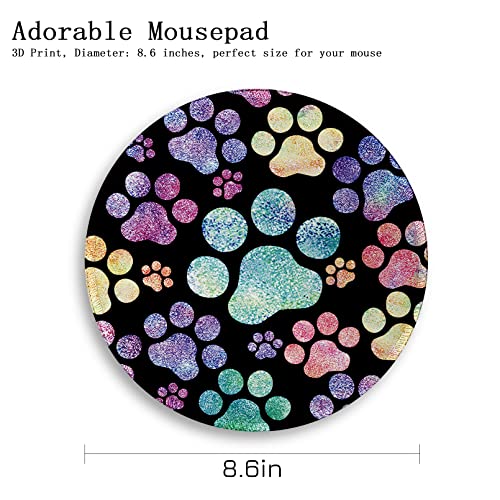 Image of Cat Paw Round Mouse Pads for Desk, Funny Small Mousepad for Laptop Gaming, Stitched Edge Non-Slip Rubber Base, Cute Home Office Decor Desk Accessories Office Supplies Gift for Women Teen Girls
