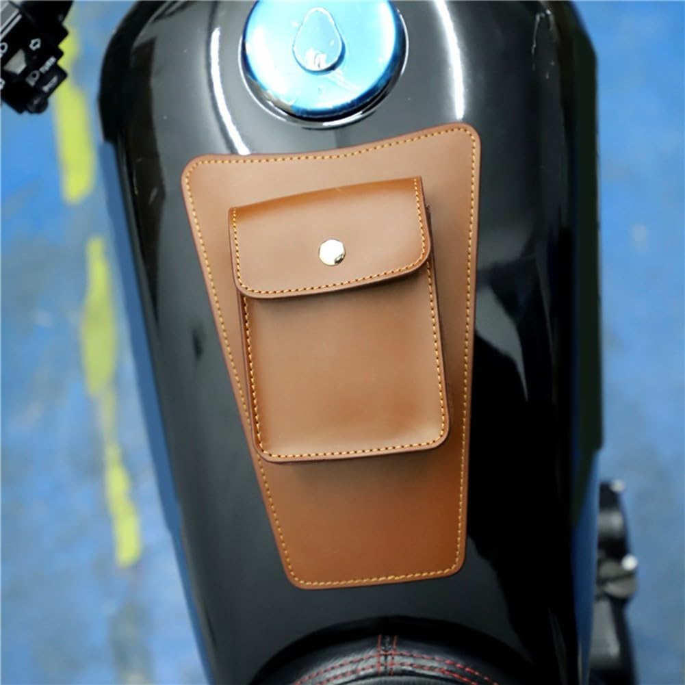 Sacoche de réservoir de moto en cuir PU anti-rayures pour protection (marron)